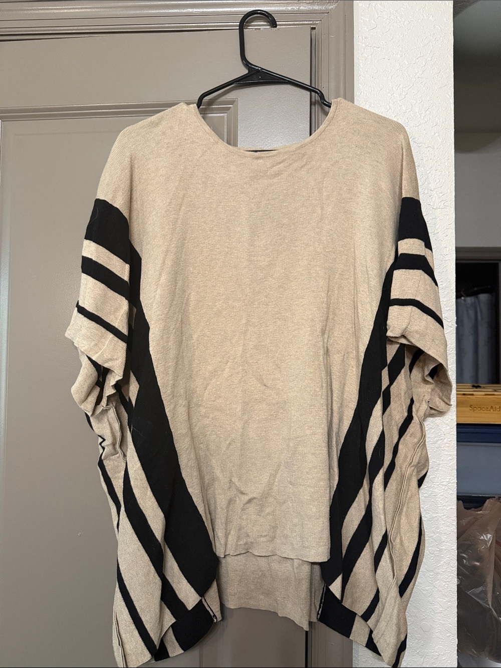Calvin Klein Beige and Black Striped Tunic Top